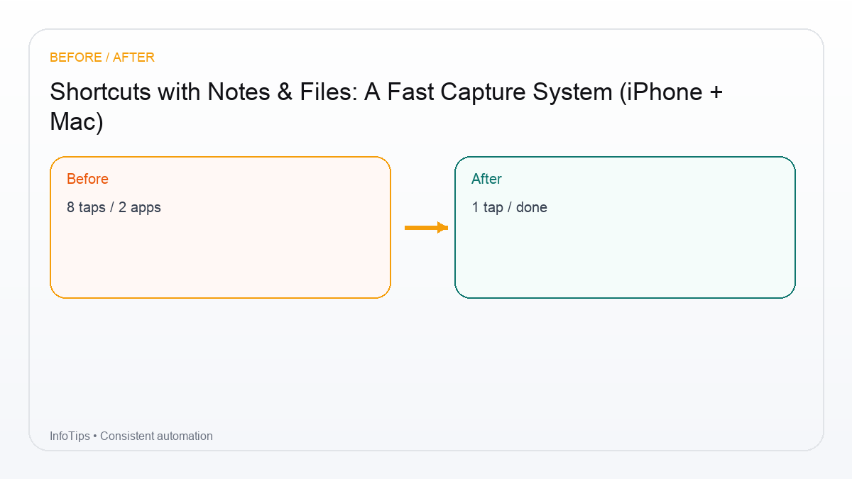 Checklist for Shortcuts with Notes & Files: A Fast Capture System (iPhone + Mac)